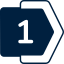 Dark blue hexagon with the number 1 inside.